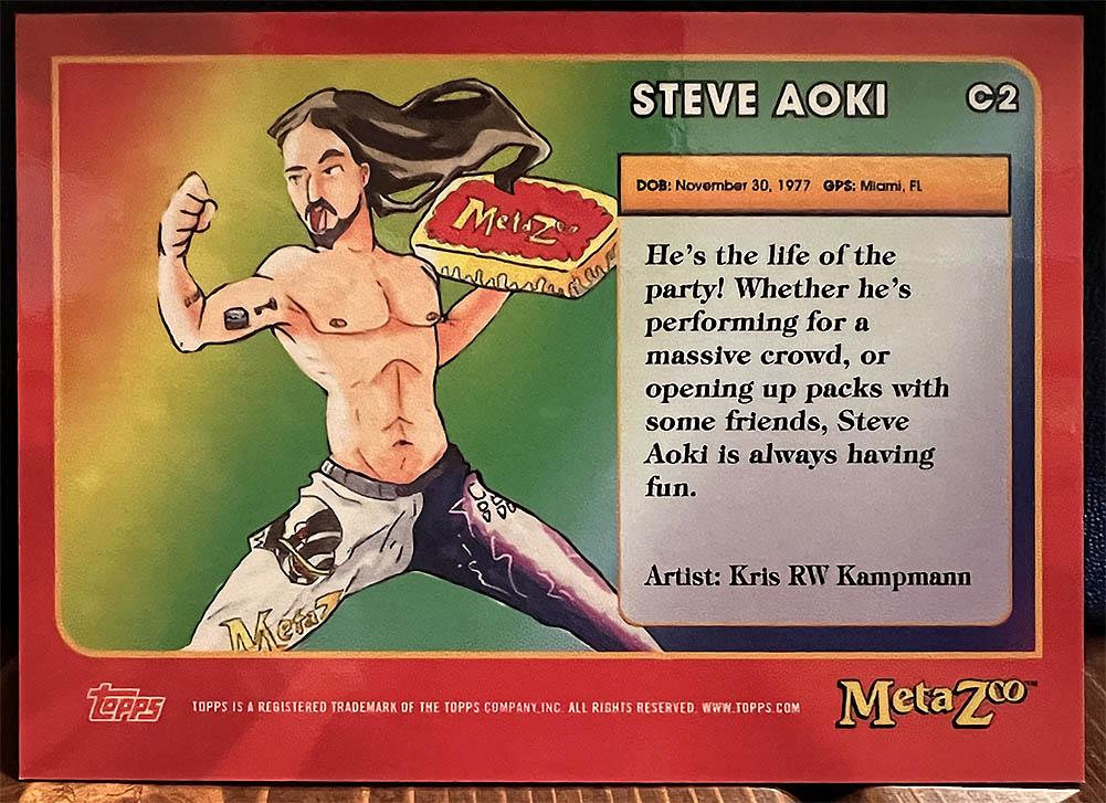 MetaZoo x Topps - Steve Aoki Partner Card C2 of 299 - Rear